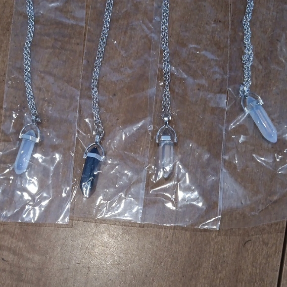Silvertone Crystal Pendant Necklaces - Picture 2 of 4